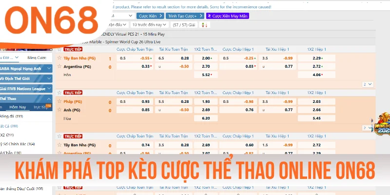Khám phá top kèo cược thể thao online ON68